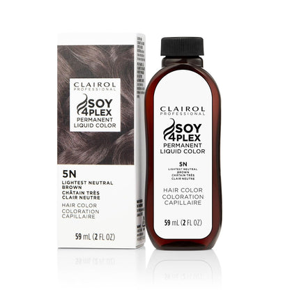 Clairol Soy 4Plex hair color 5N Lightest Neutral Brown bottle and packaging on a white background