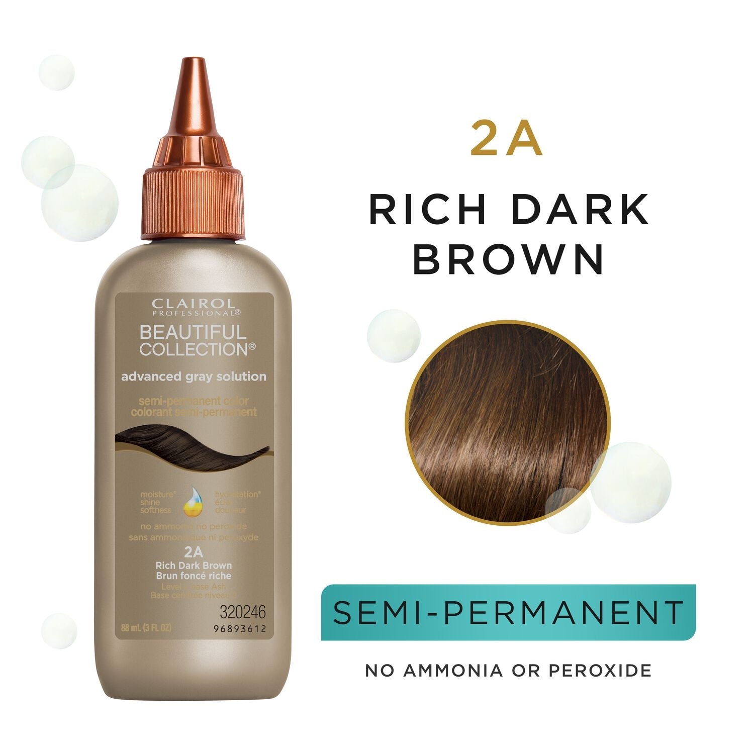 Clairol Professional Beautiful Collection Advanced Gray Solutions Semi Permanent Hair Color 2A Rich Dark Brown