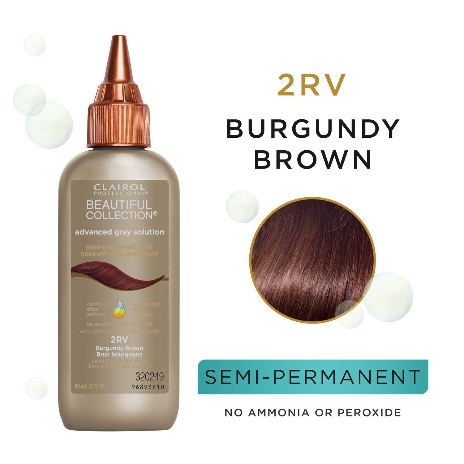 Clairol Professional Beautiful Collection Advanced Gray Solutions Semi Permanent Hair Color 2RV Burgundy Brown