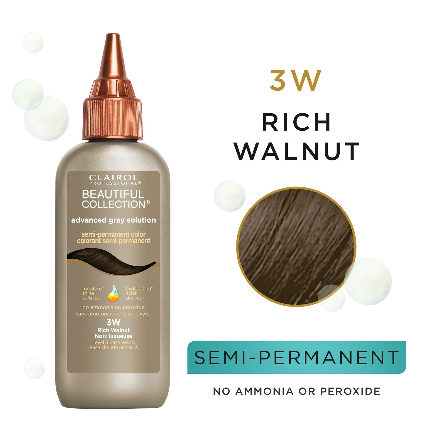 Clairol Professional Beautiful Collection Advanced Gray Solutions Semi Permanent Hair Color 3W Rich Walnut