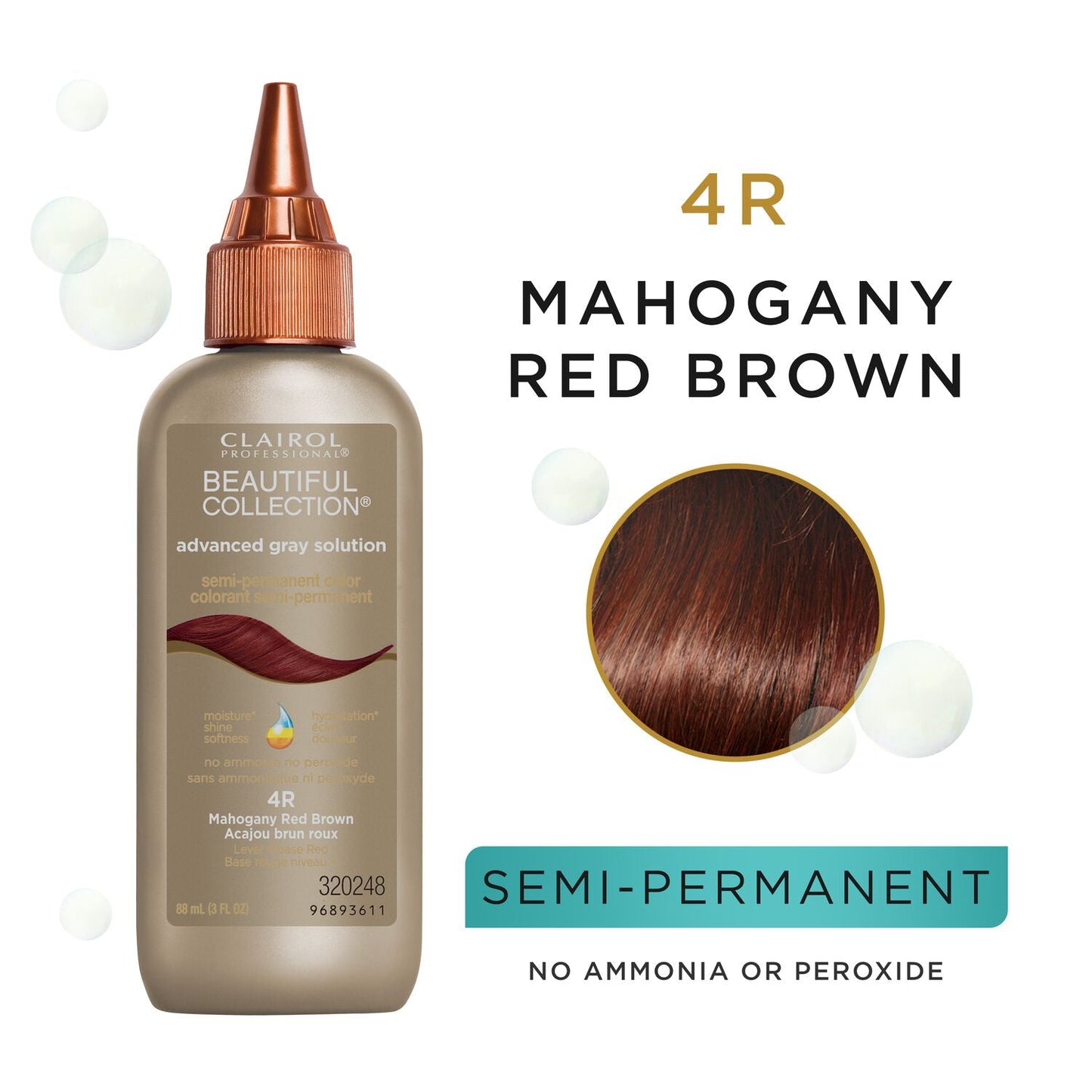 Clairol Professional Beautiful Collection Advanced Gray Solutions Semi Permanent Hair Color 4R Mahogany Red Brown