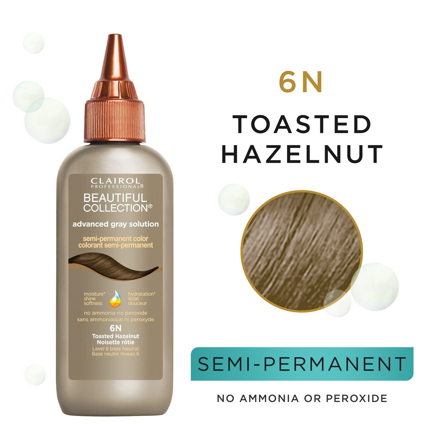 Clairol Professional Beautiful Collection Advanced Gray Solutions Semi Permanent Hair Color 6N Toasted Hazelnut
