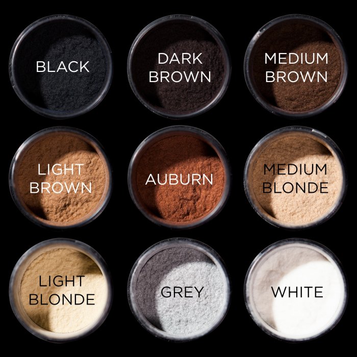 Toppik Hair Building Fibers Colors/Shades (Black, Dark Brown, Medium Brown, Light Brown, Auburn, Medium Blonde, Light Blonde, Grey, White)