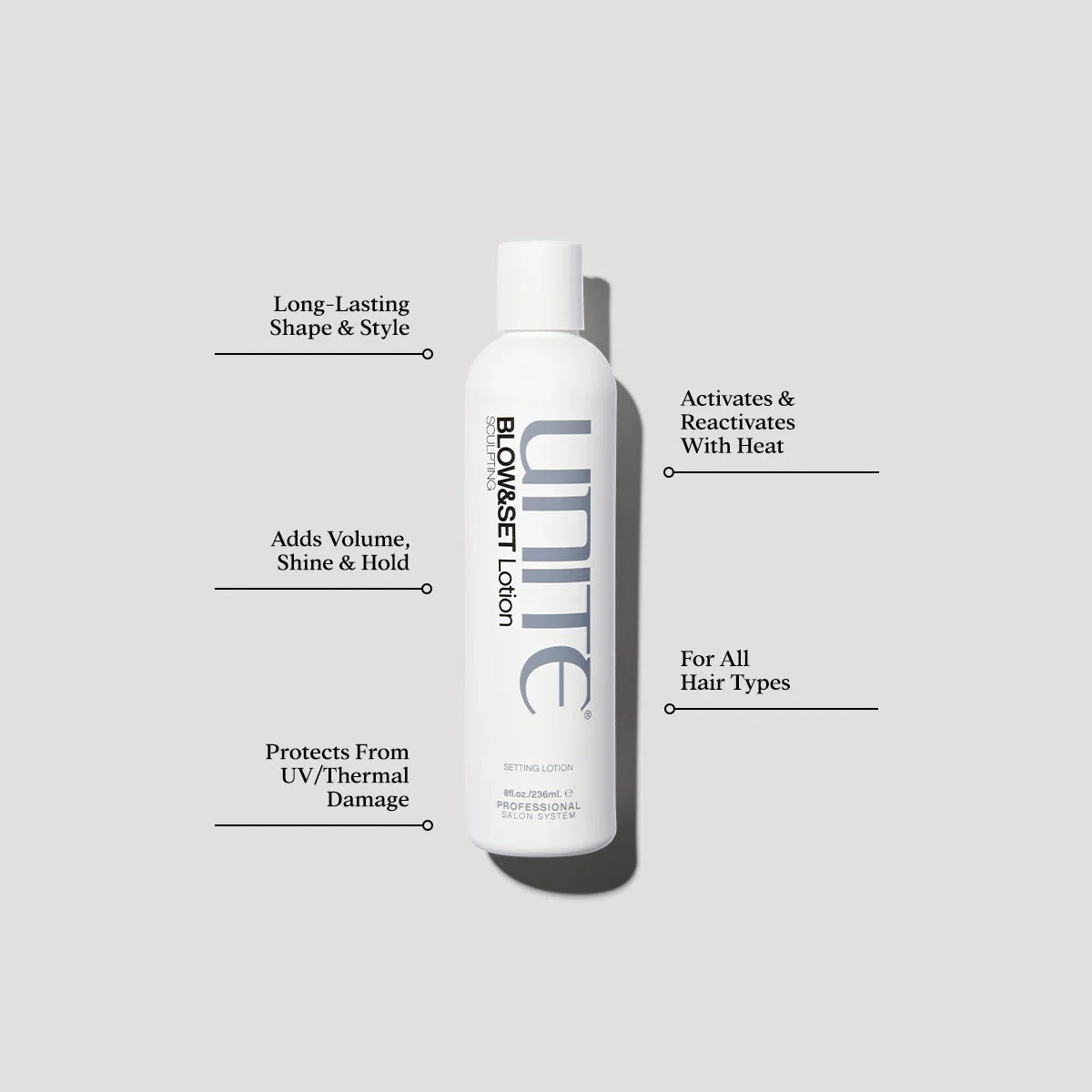 Unite Blow & Set Lotion product benefits