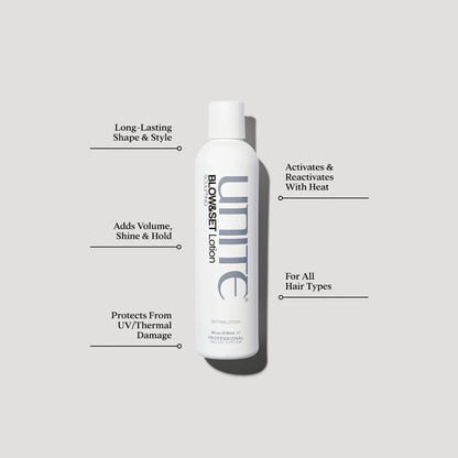 Unite Blow & Set Lotion product benefits