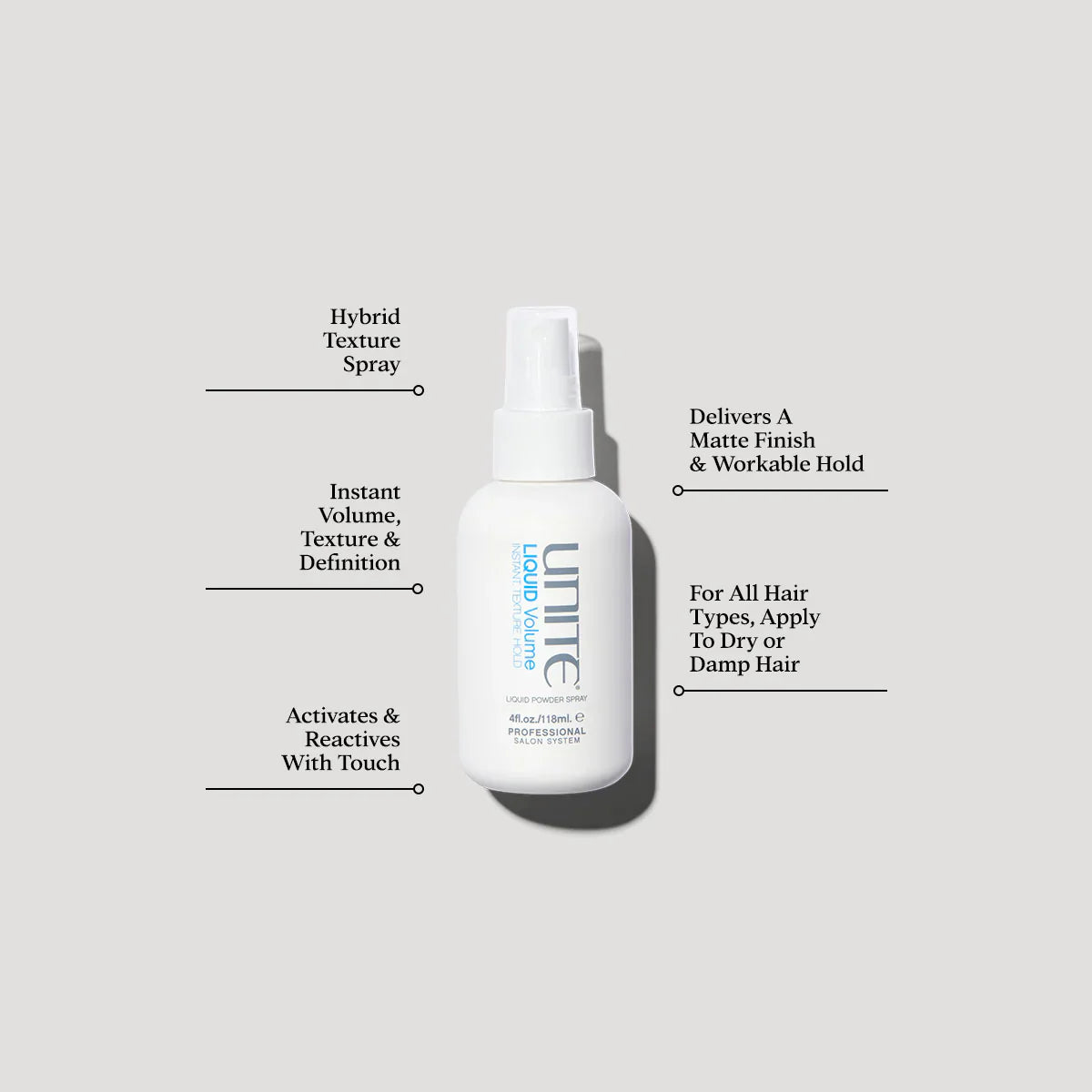 Unite Liquid Volume Instant.Texture.Hold. product benefits