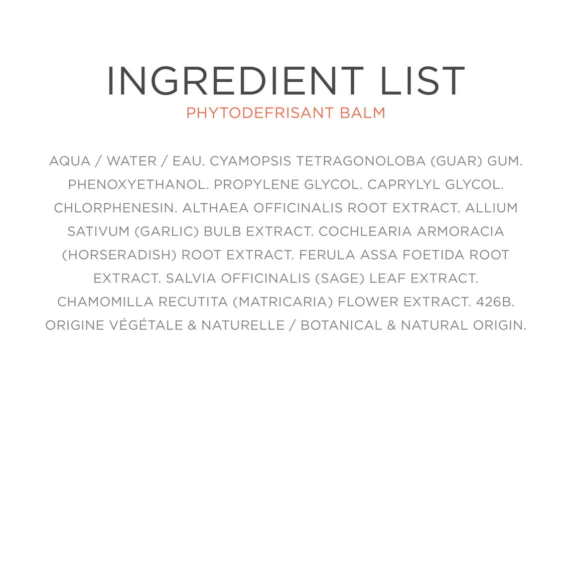 Ingredient List
