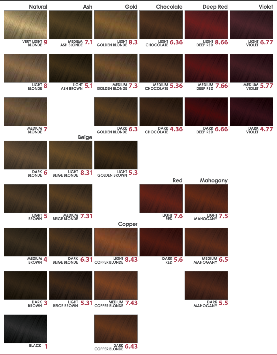 Prisma Permanent Cream Hair Color 2oz. (Ammonia Free) - Color Shade Chart