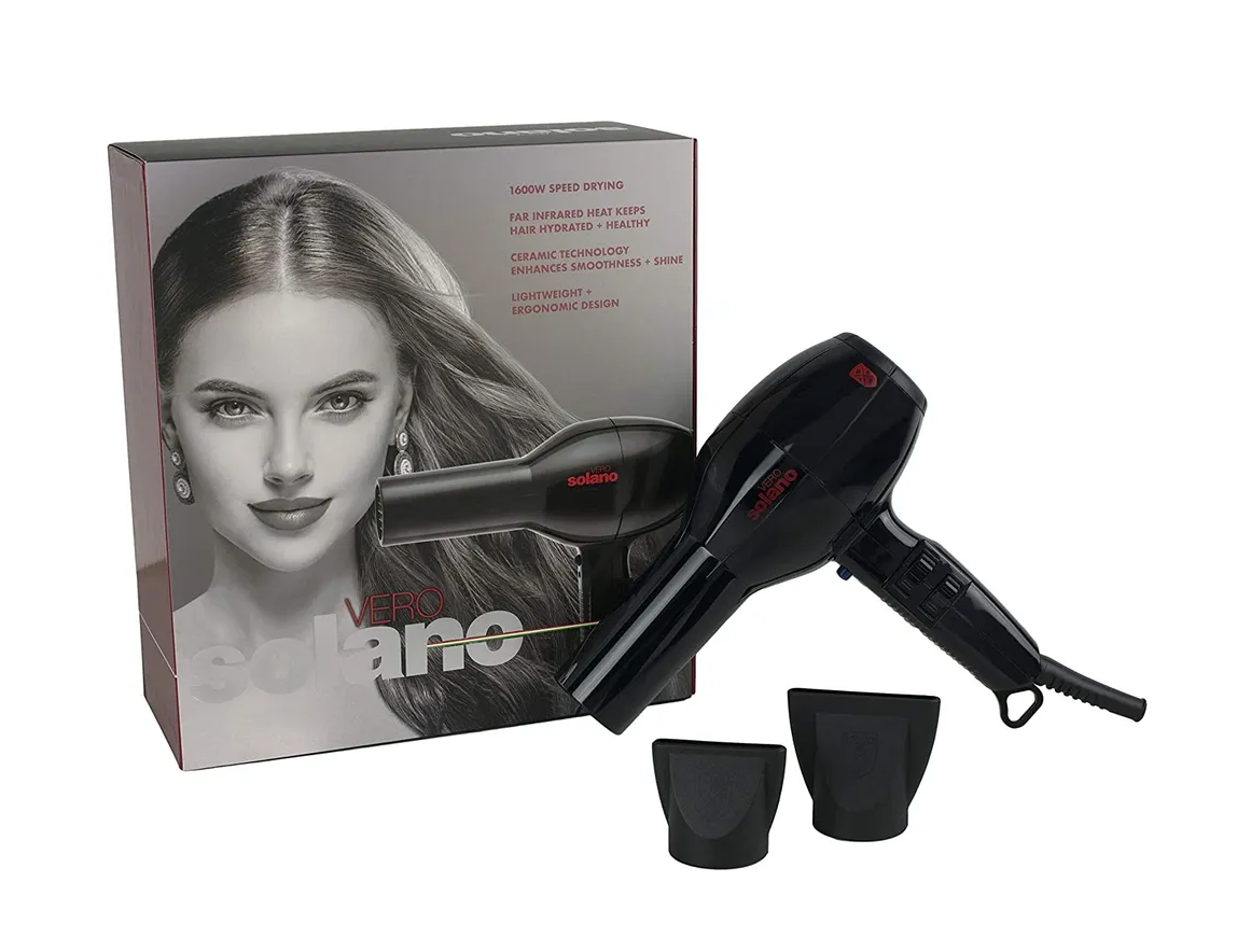Solano Vero Dryer includes 2, varying sized, concentrator nozzles 