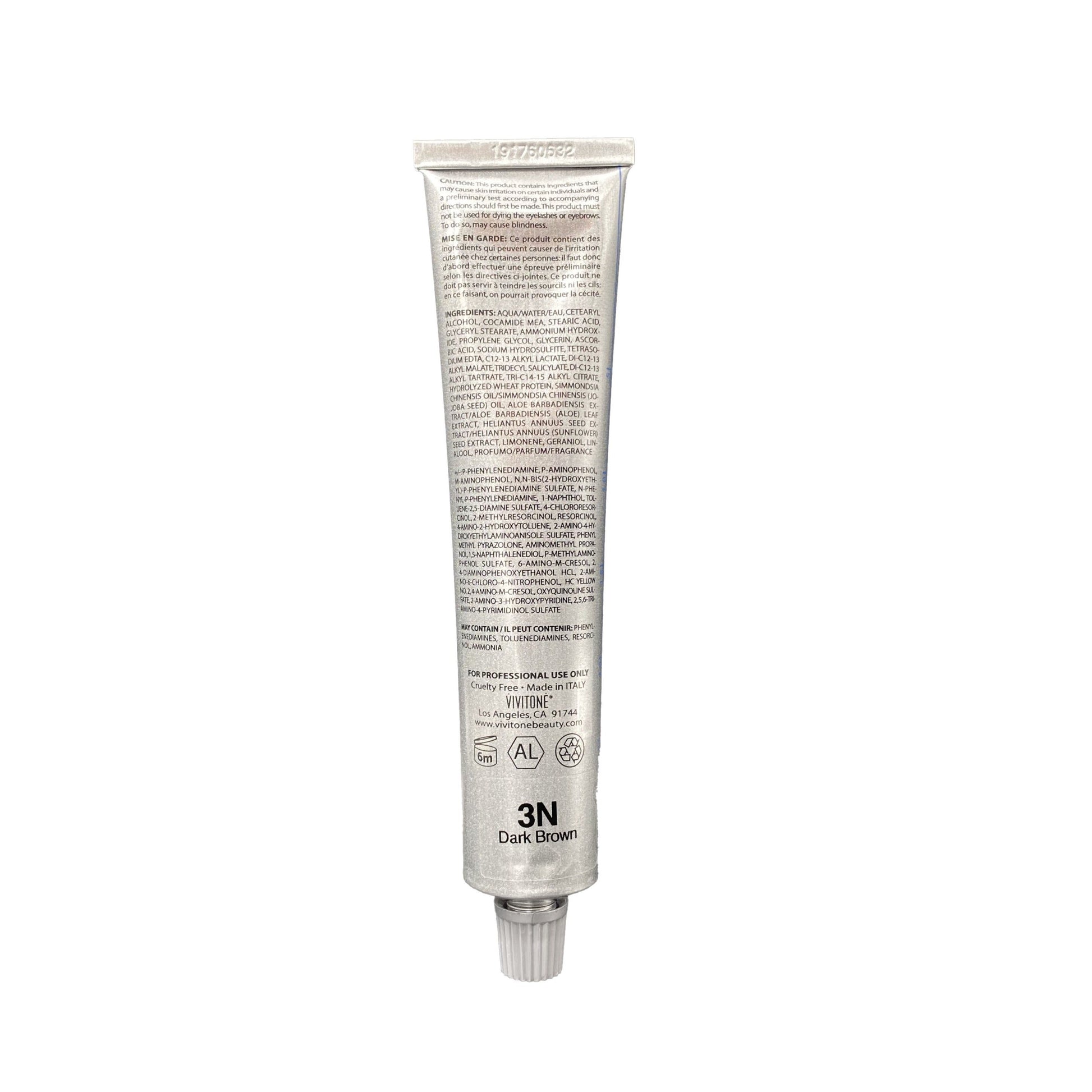 Vivitone Permanent Cream Hair Color 3oz. Ingredients