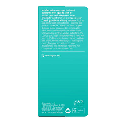 Dermalogica Deep Acne Invisible Liquid Patch back of the box
